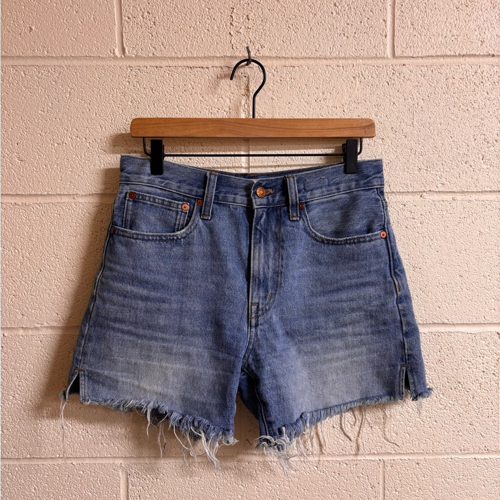 Madewell Light Blue Frayed Jean Shorts